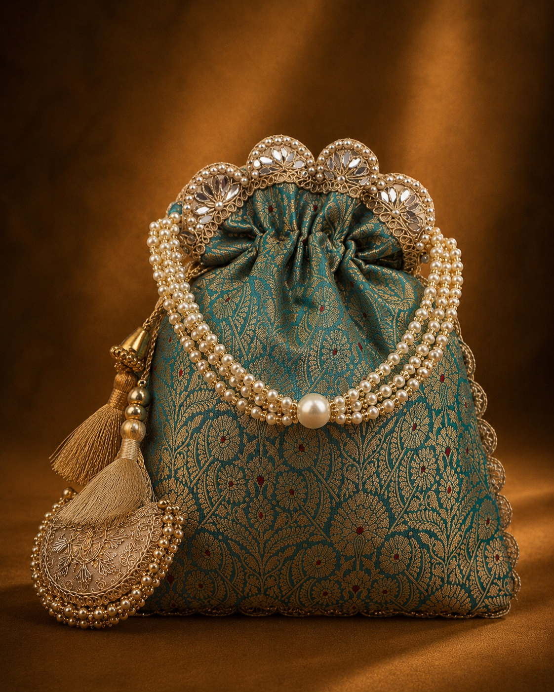 Exquisite Pure Banarasi Brocade Potli: A Luxurious Accessory for Every Occasion - House of RangReethi