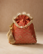Exquisite Pure Banarasi Brocade Potli: A Luxurious Accessory for Every Occasion - House of RangReethi