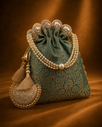 Exquisite Pure Banarasi Brocade Potli: A Luxurious Accessory for Every Occasion - House of RangReethi