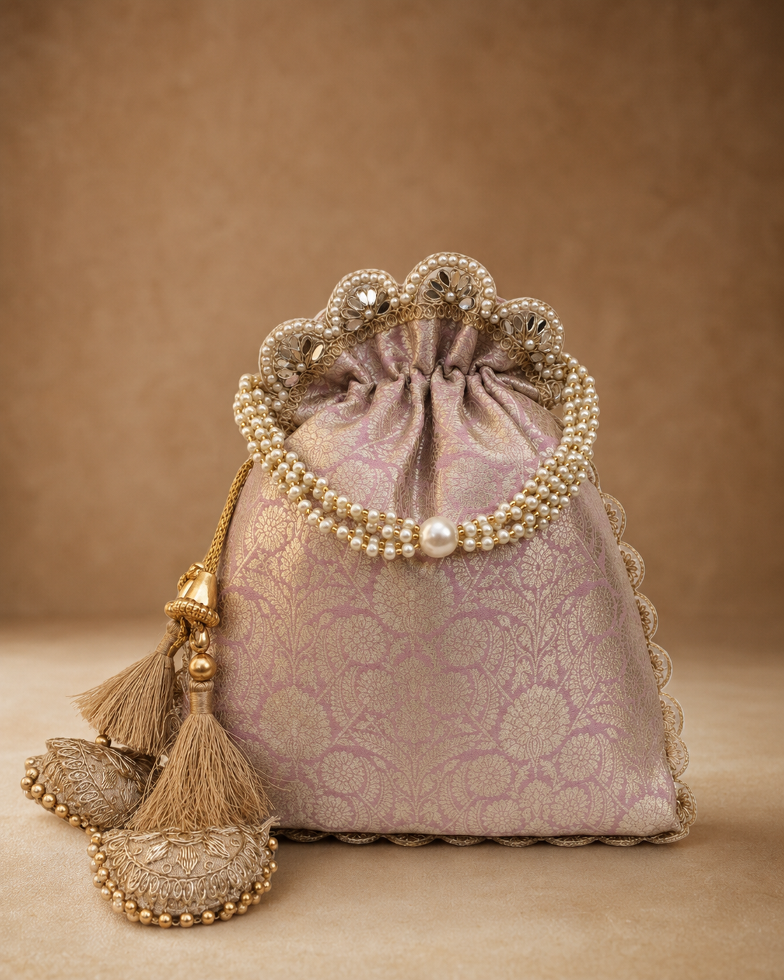 Exquisite Pure Banarasi Brocade Potli: A Luxurious Accessory for Every Occasion - House of RangReethi