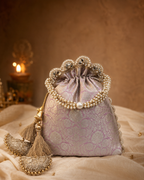 Exquisite Pure Banarasi Brocade Potli: A Luxurious Accessory for Every Occasion - House of RangReethi