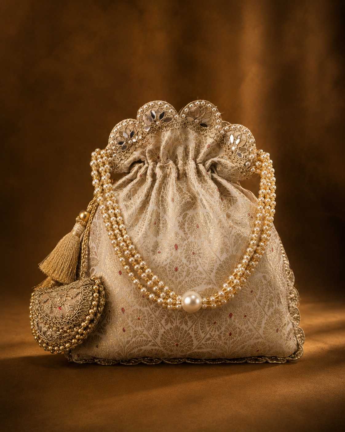 Exquisite Pure Banarasi Brocade Potli: A Luxurious Accessory for Every Occasion - House of RangReethi