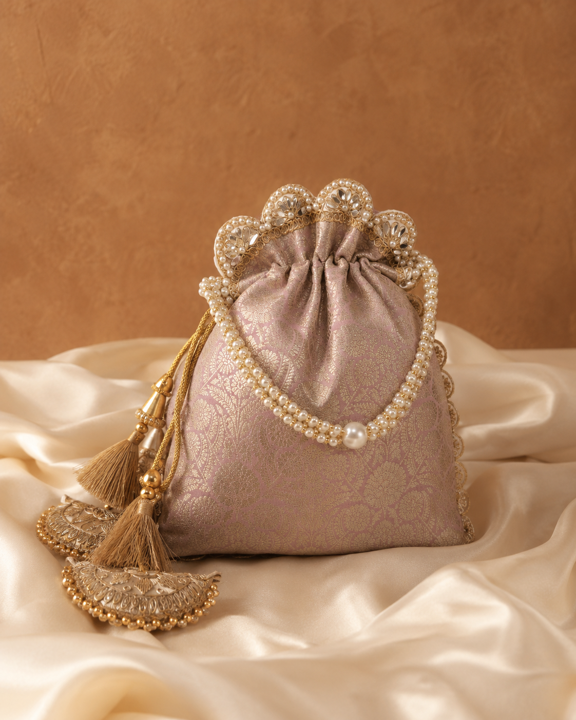 Exquisite Pure Banarasi Brocade Potli: A Luxurious Accessory for Every Occasion - House of RangReethi