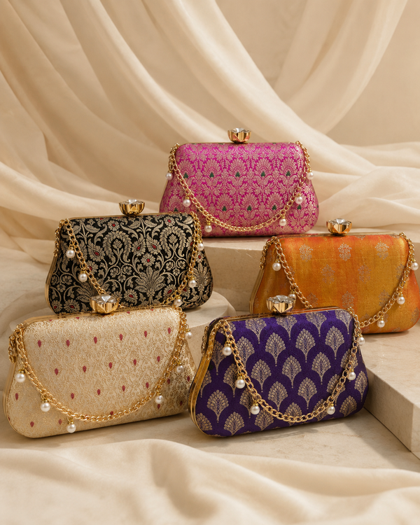 Banarasi Silk Clutch Bag | Handcrafted Indian Heritage