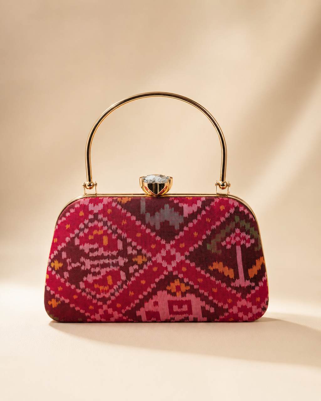 Patola Silk Clutch Bag with Handle | Heritage of Festive Colours