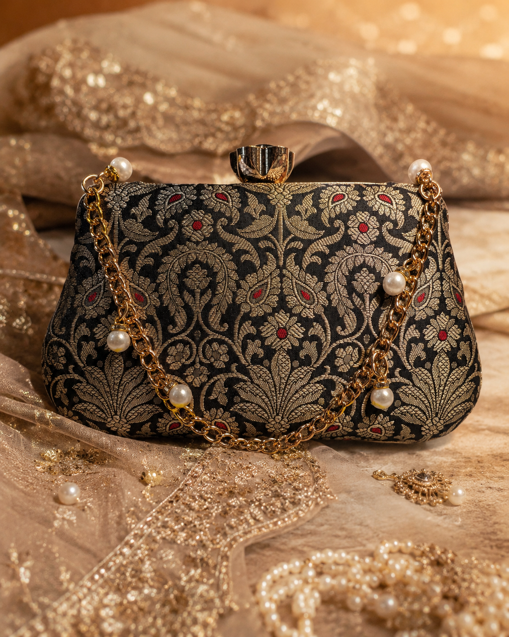 Banarasi Silk Clutch Bag | Handcrafted Indian Heritage