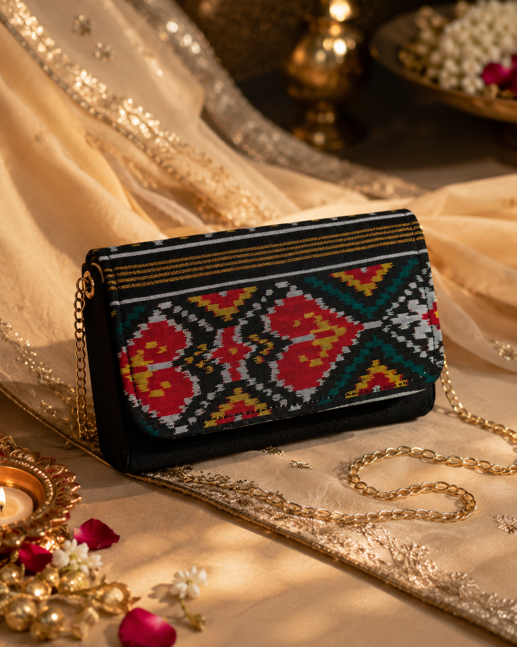 Silk Dibbi Clutch Bag | Patola, Brocade & Bandhani