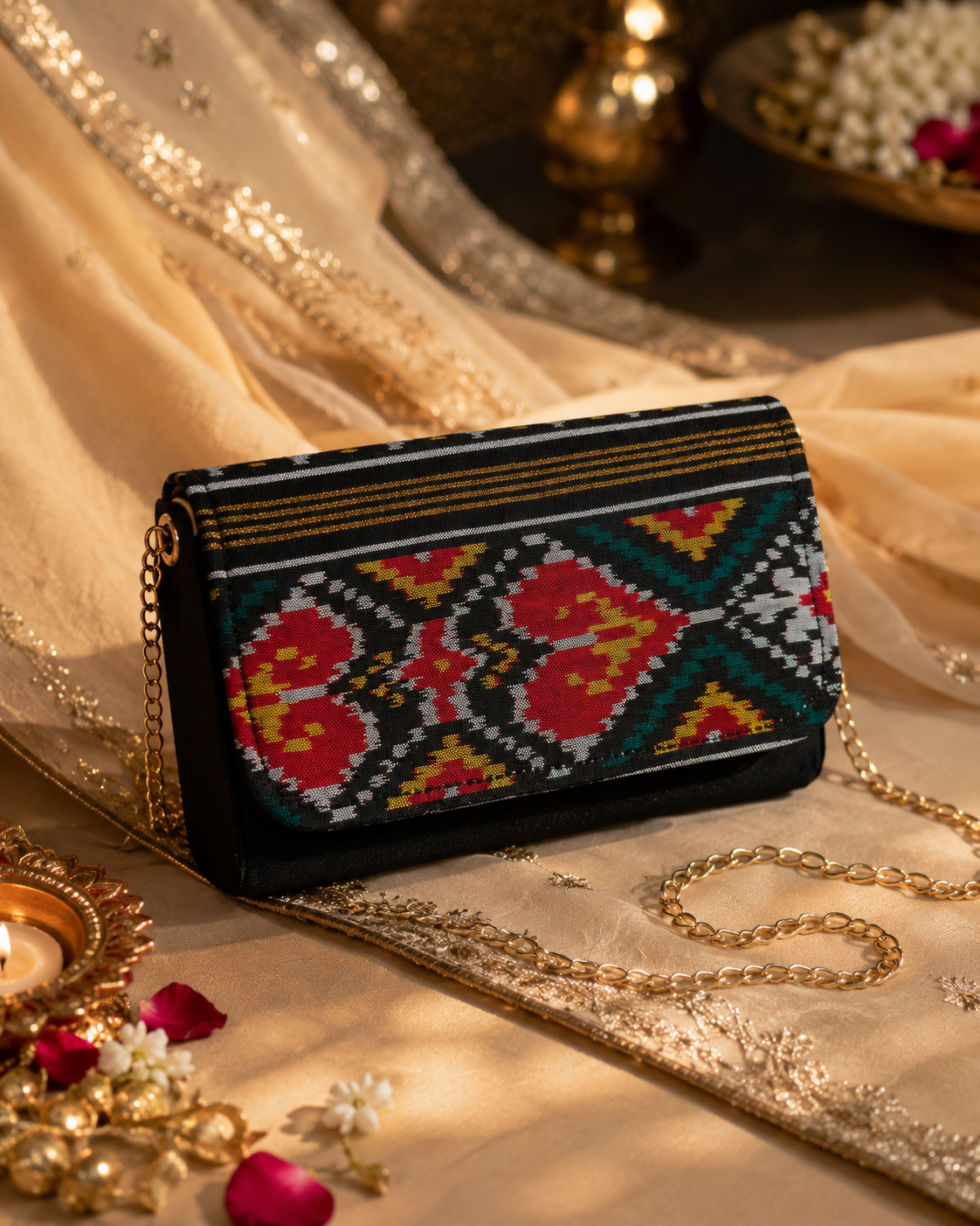 Silk Dibbi Clutch Bag | Patola, Brocade & Bandhani