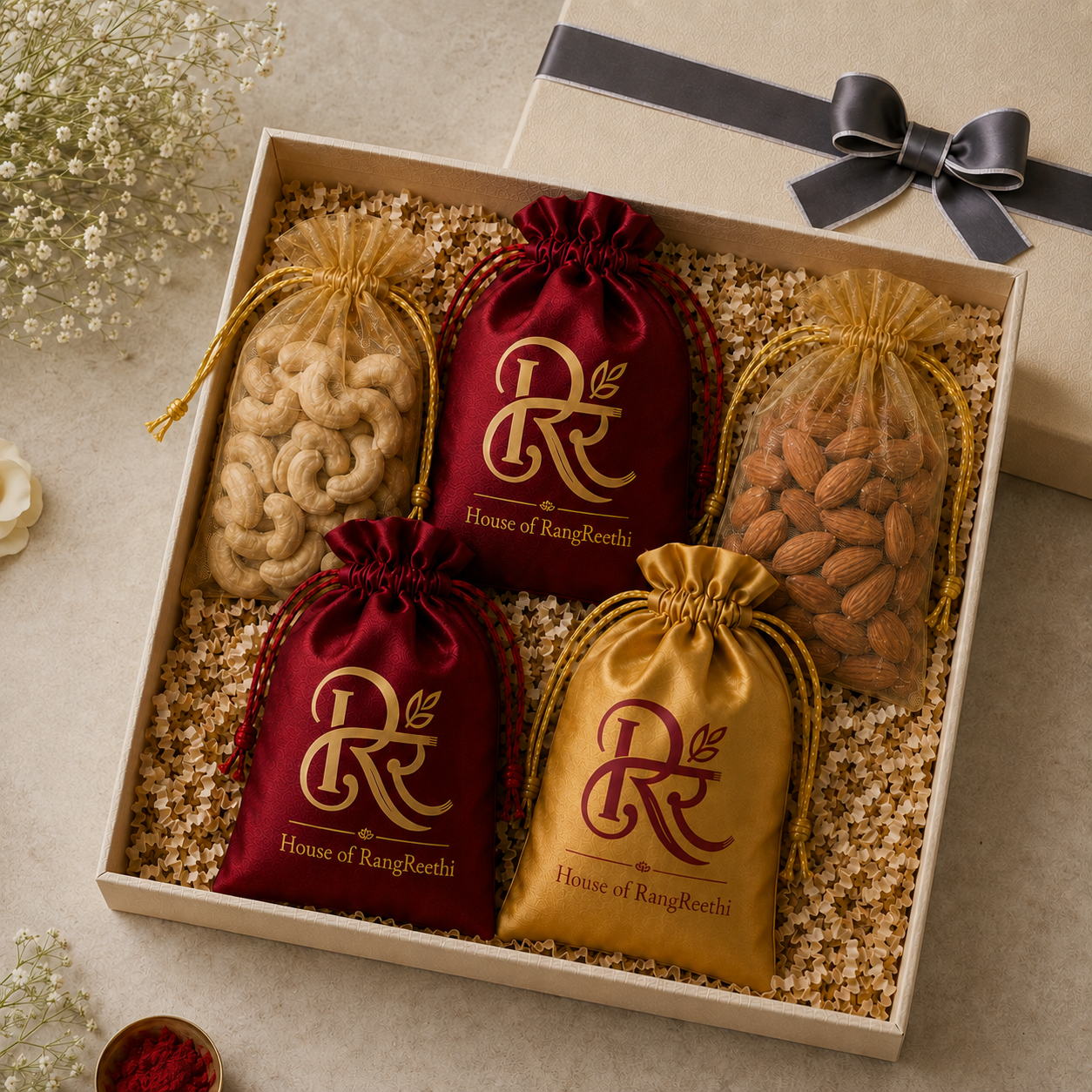 Celebrate Raksha Bandhan with Our Rakhi Dry Fruit Gift Hamper - Premium Cashews & Almonds - House of RangReethi