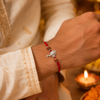 Ganesha Silver Rakhi with Rudraksha