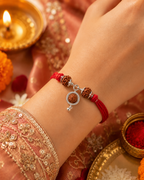 Rudraksh Silver Droplet Bhabhi Rakhi