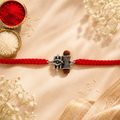 Shiva Damru Silver Rakhi with Rudraksh