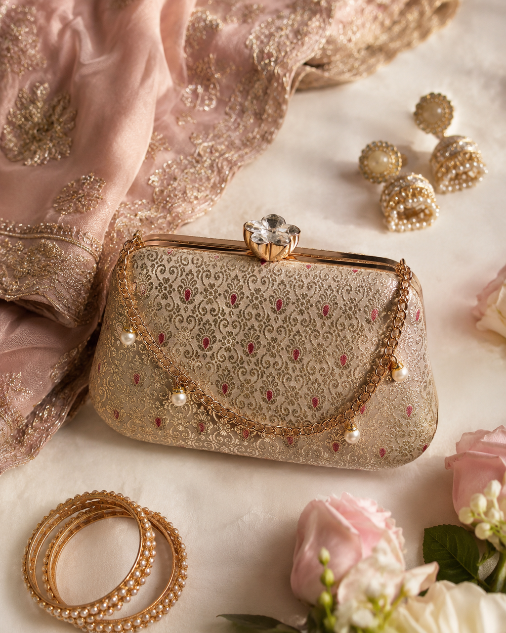 Banarasi Silk Clutch Bag | Handcrafted Indian Heritage