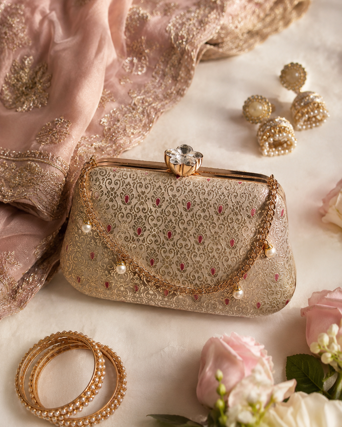 Banarasi Silk Clutch Bag | Handcrafted Indian Heritage