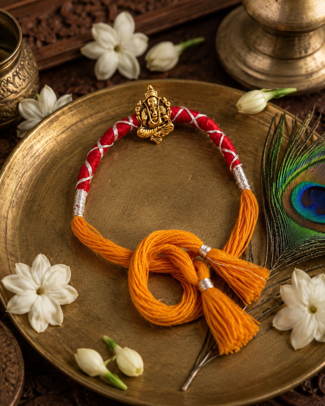 Divine Ganesha Rakhi | Handcrafted Spiritual Rakhi for Brother - House of RangReethi