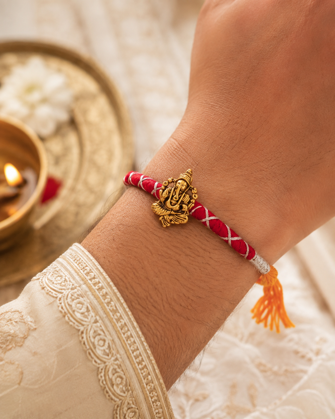 Divine Ganesha Rakhi | Handcrafted Spiritual Rakhi for Brother - House of RangReethi