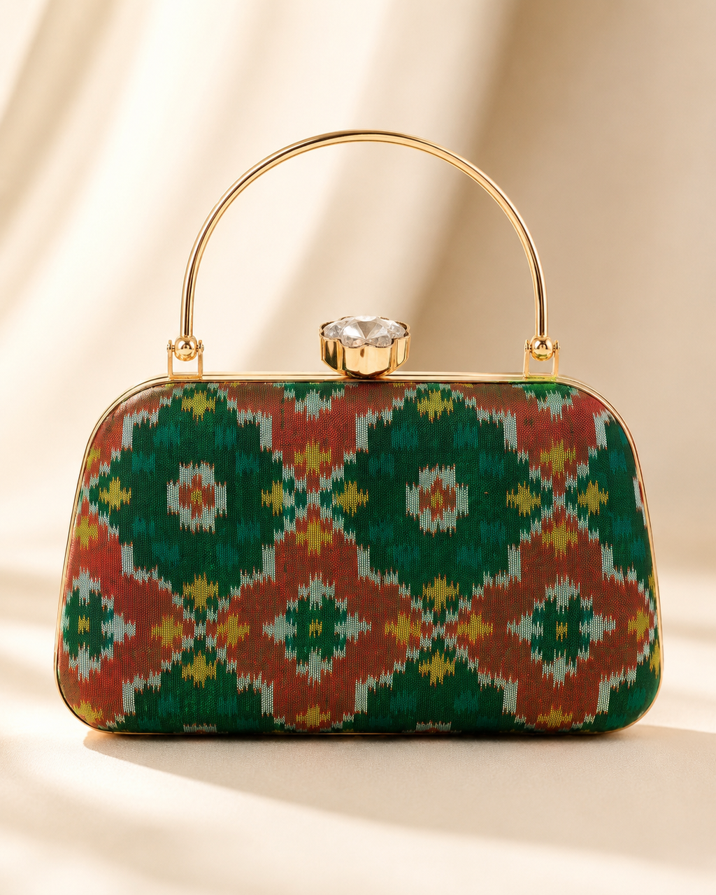 Patola Silk Clutch Bag with Handle | Heritage of Festive Colours