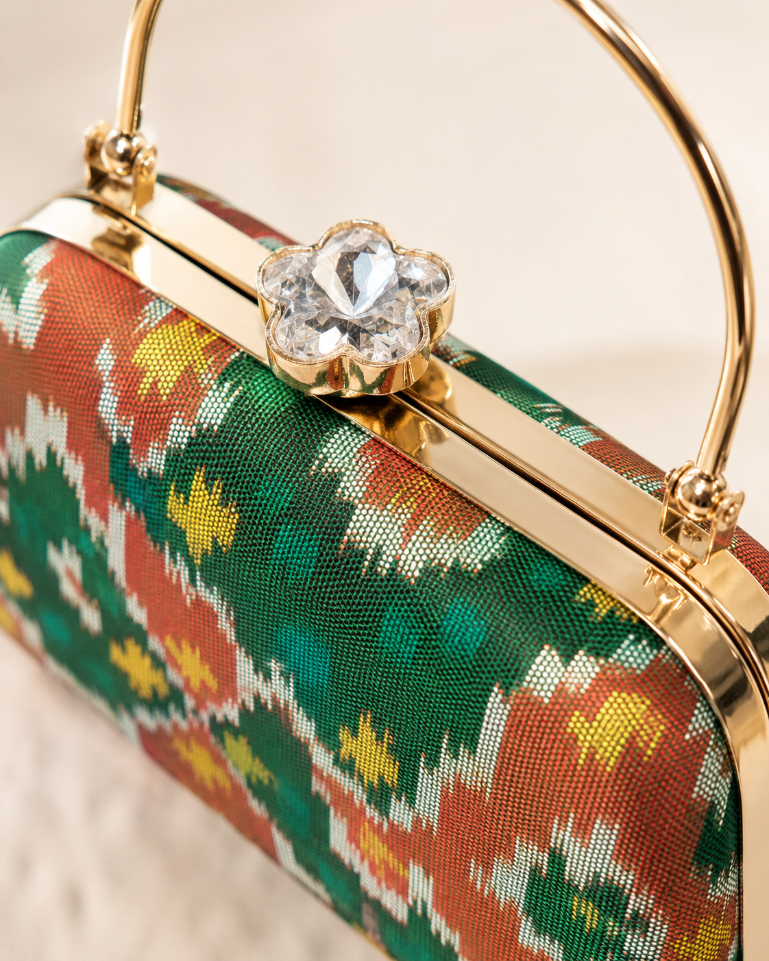 Patola Silk Clutch Bag with Handle | Heritage of Festive Colours