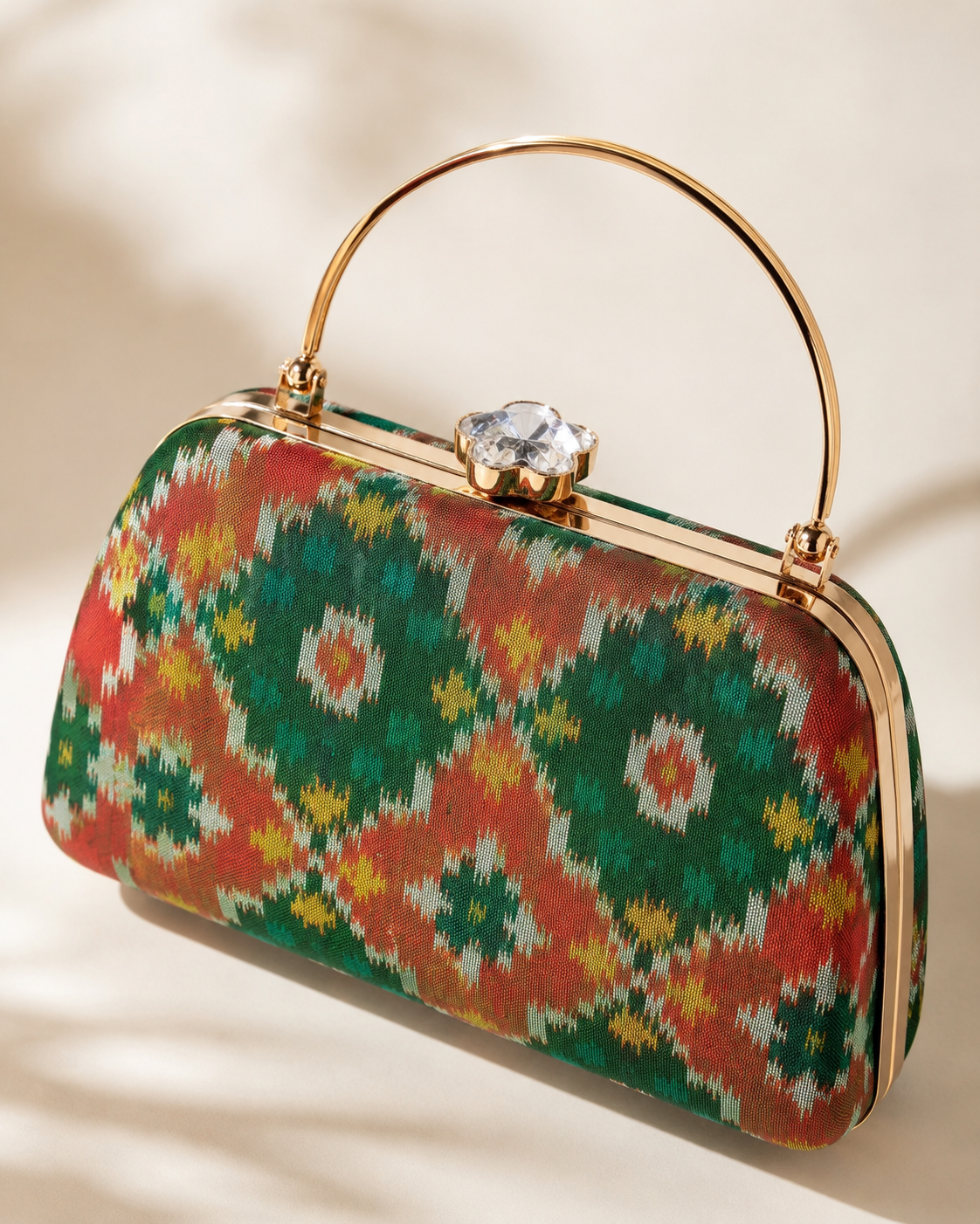 Patola Silk Clutch Bag with Handle | Heritage of Festive Colours