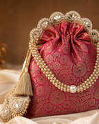 Exquisite Pure Banarasi Brocade Potli: A Luxurious Accessory for Every Occasion - House of RangReethi