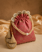Exquisite Pure Banarasi Brocade Potli: A Luxurious Accessory for Every Occasion - House of RangReethi
