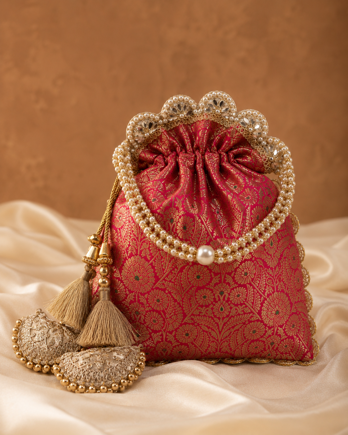 Exquisite Pure Banarasi Brocade Potli: A Luxurious Accessory for Every Occasion - House of RangReethi