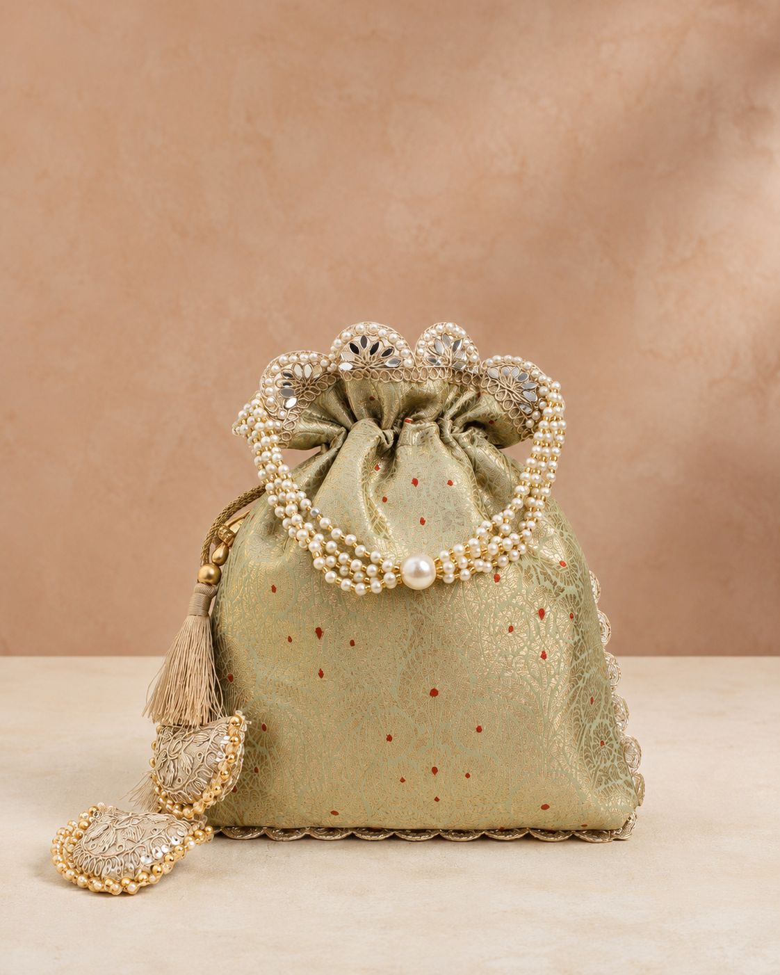 Exquisite Pure Banarasi Brocade Potli: A Luxurious Accessory for Every Occasion - House of RangReethi