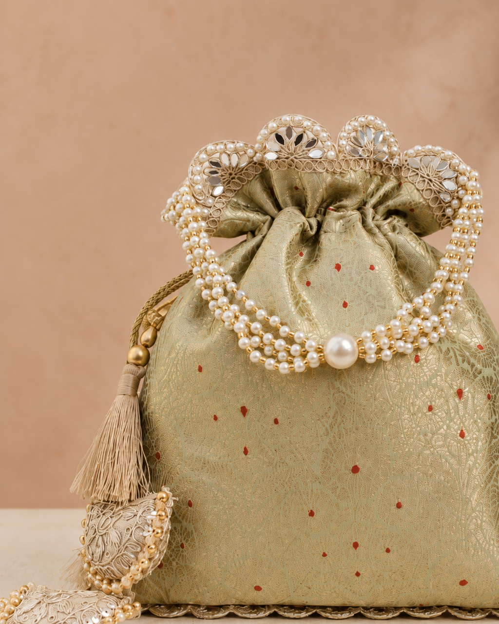 Exquisite Pure Banarasi Brocade Potli: A Luxurious Accessory for Every Occasion - House of RangReethi
