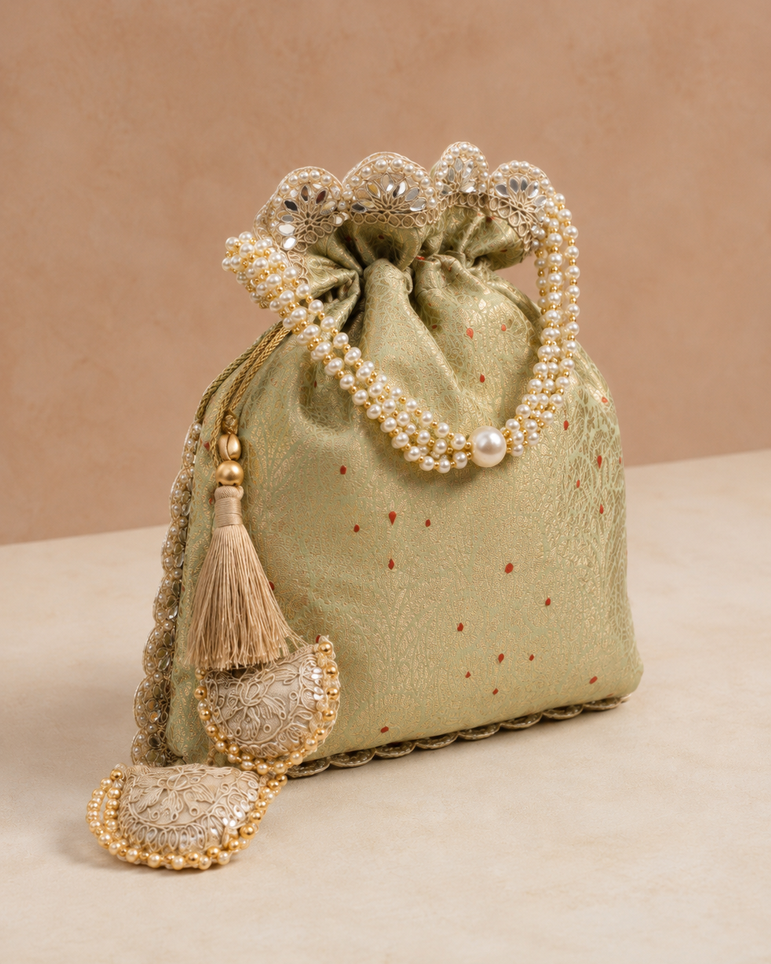 Exquisite Pure Banarasi Brocade Potli: A Luxurious Accessory for Every Occasion - House of RangReethi