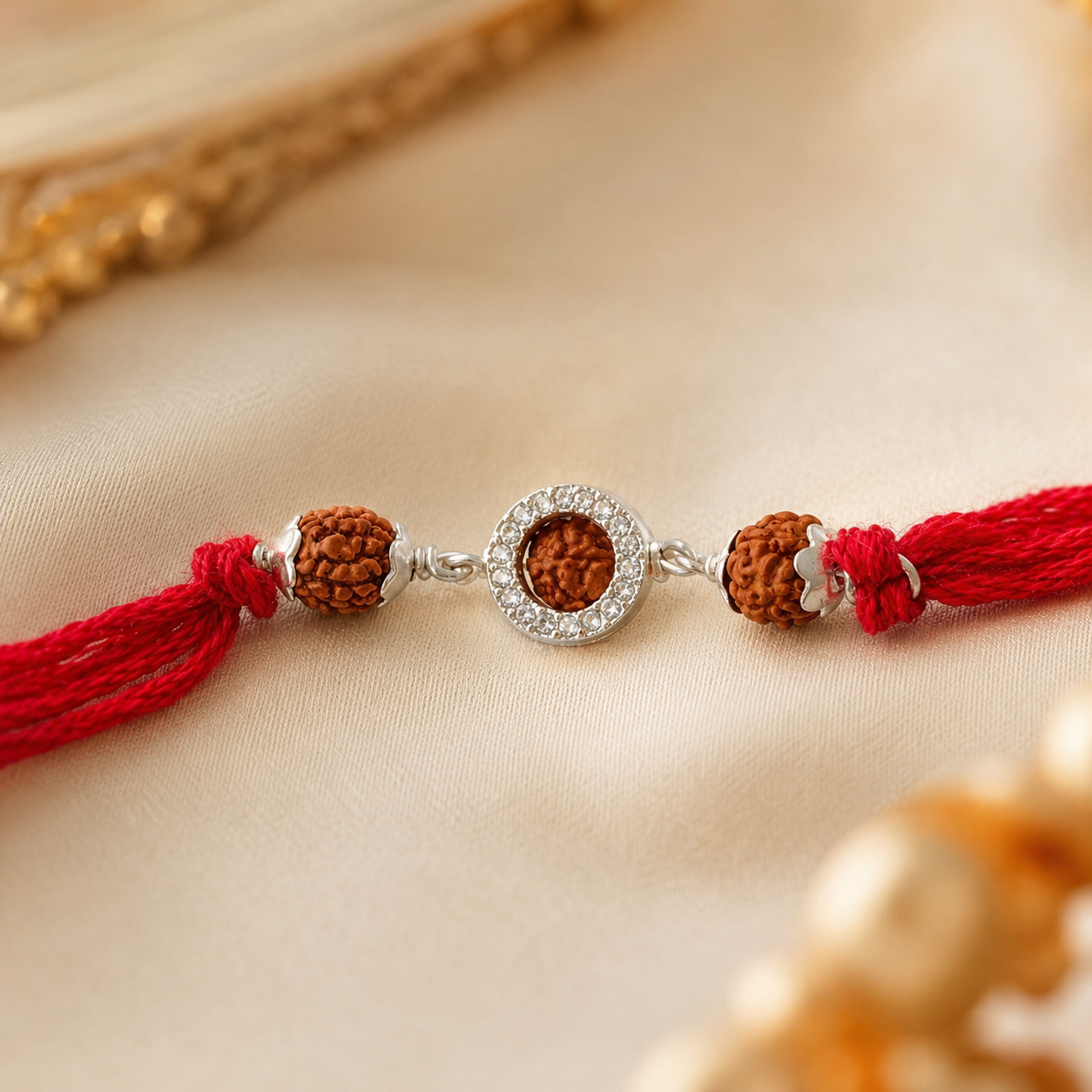 Silver Halo Rudraksh Rakhi