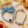 Bhaiya Bhabhi Evil Eye Rakhi and Bracelet Set