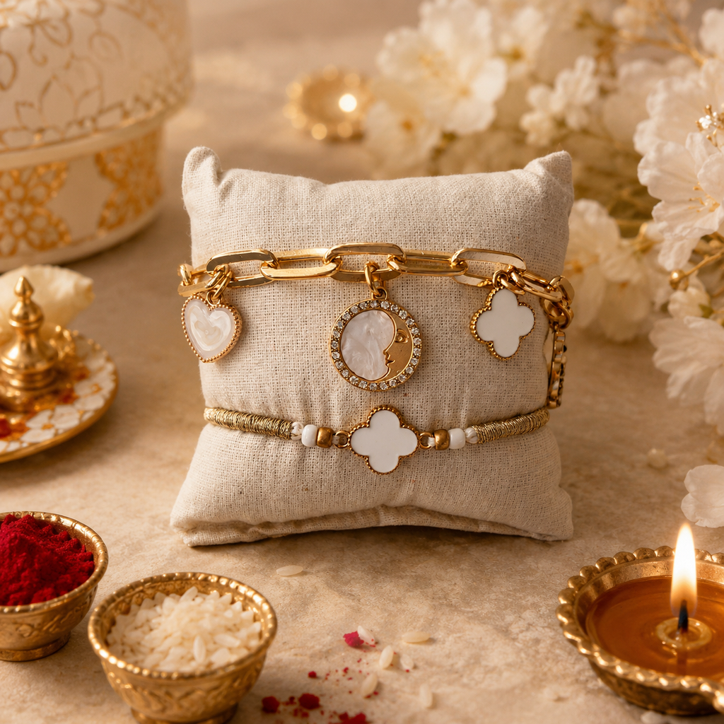 Signature Ivory & Clover Bhaiya Bhabhi Rakhi Set
