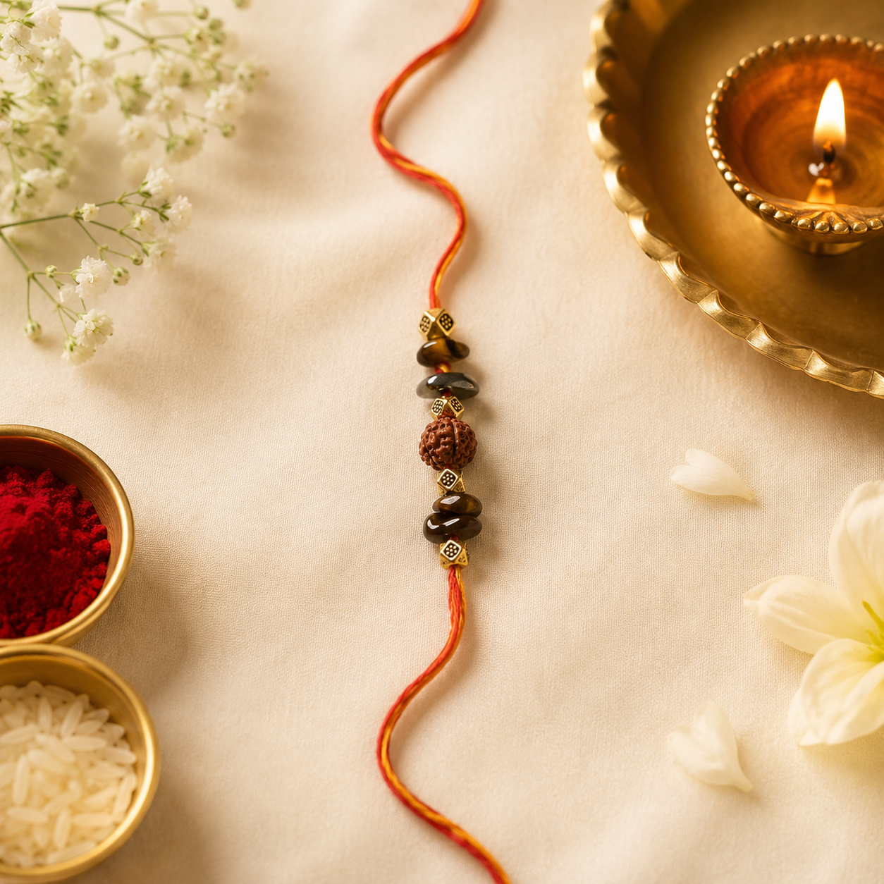 Rudraksha & Tiger Eye Heritage Rakhi