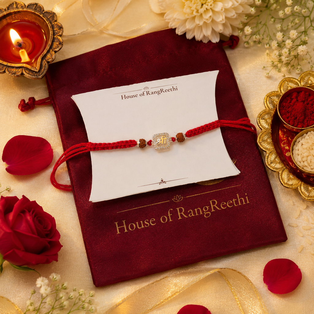 Shree Silver Rakhi with Rudraksh