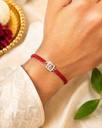 Stone-Studded Ganesha Silver Rakhi