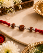 Silver Three Rudraksh Rakhi