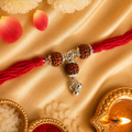 Classic Silver Bhabhi Rakhi with Rudrasksh & Ghughri
