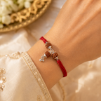 Classic Silver Bhabhi Rakhi with Rudrasksh & Ghughri