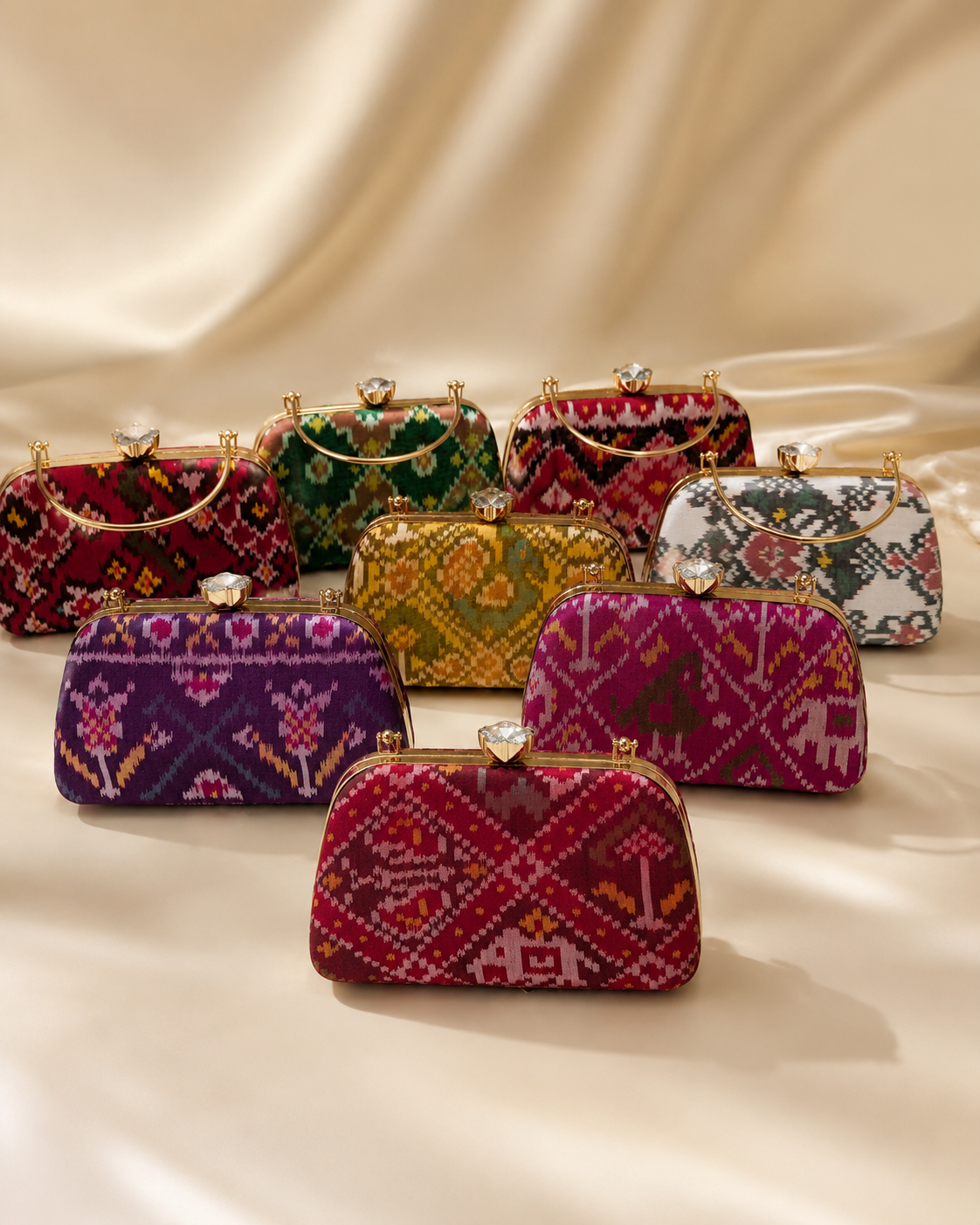 Patola Silk Clutch Bag with Handle | Heritage of Festive Colours