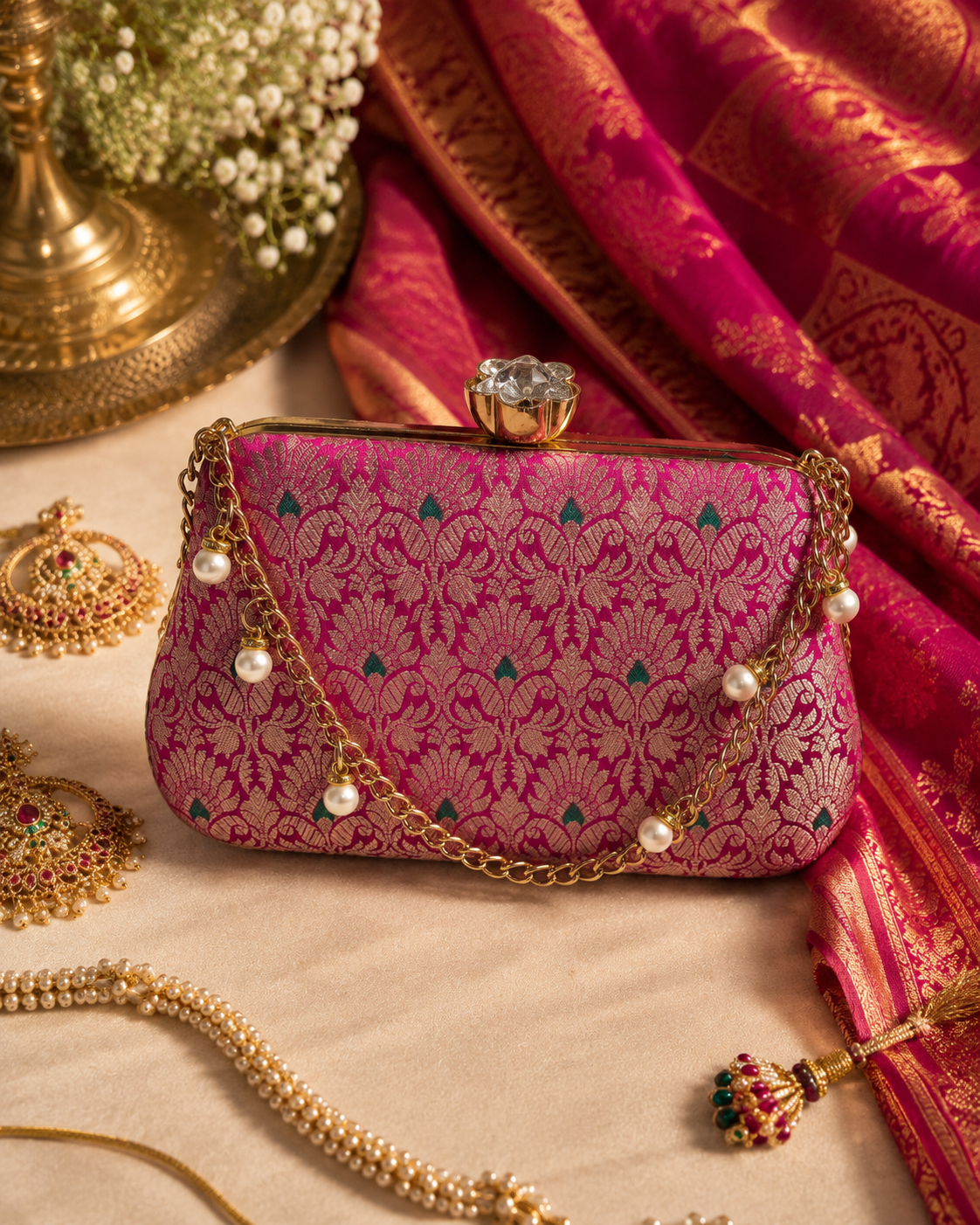 Banarasi Silk Clutch Bag | Handcrafted Indian Heritage