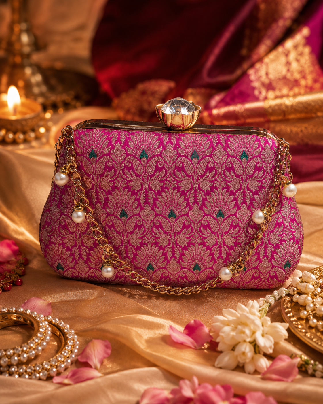 Banarasi Silk Clutch Bag | Handcrafted Indian Heritage