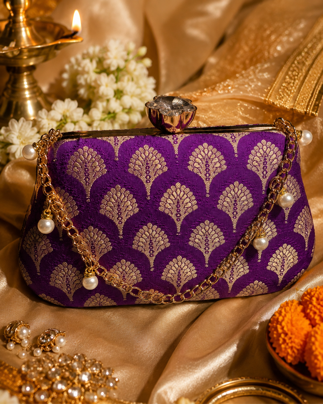 Banarasi Silk Clutch Bag | Handcrafted Indian Heritage