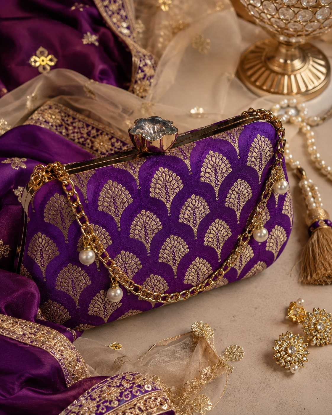 Banarasi Silk Clutch Bag | Handcrafted Indian Heritage