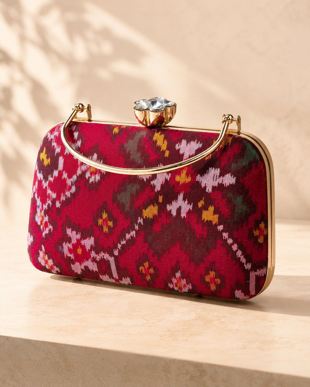Patola Silk Clutch Bag with Handle | Heritage of Festive Colours