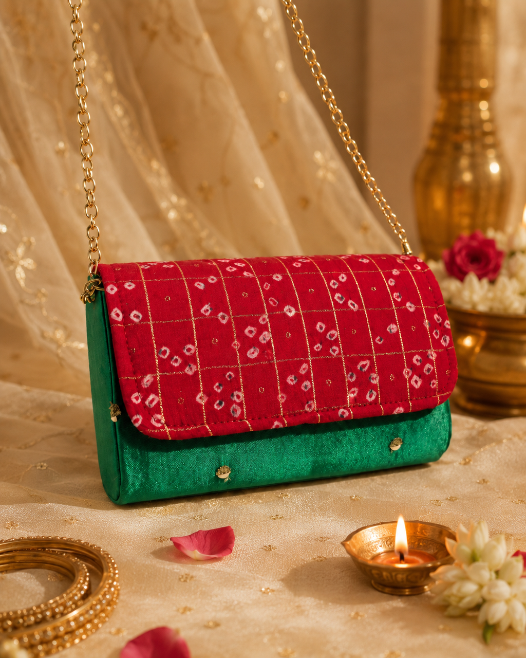 Silk Dibbi Clutch Bag | Patola, Brocade & Bandhani