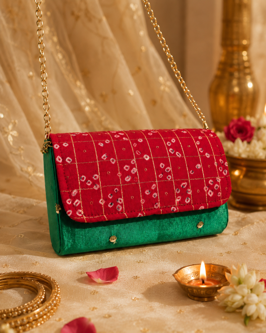 Silk Dibbi Clutch Bag | Patola, Brocade & Bandhani
