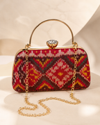 Patola Silk Clutch Bag with Handle | Heritage of Festive Colours