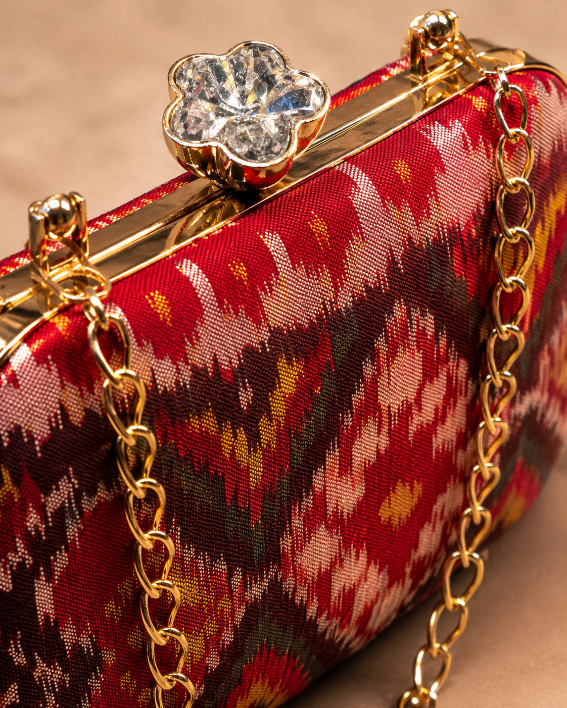 Patola Silk Clutch Bag with Handle | Heritage of Festive Colours