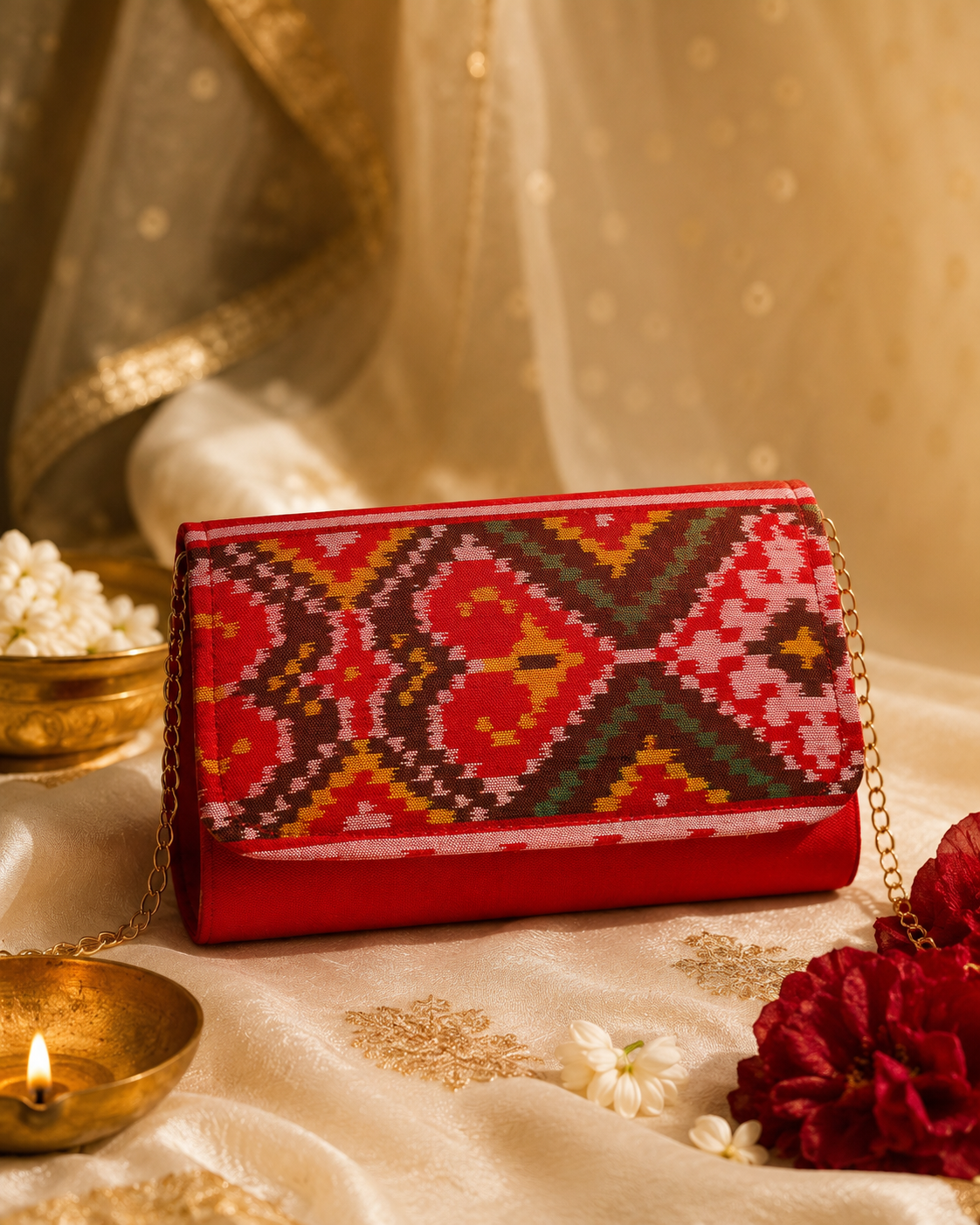 Silk Dibbi Clutch Bag | Patola, Brocade & Bandhani