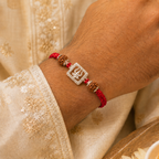 Shiva Trishul and Third Eye Rudraksh Silver Rakhi - House of RangReethi